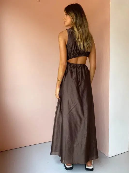 Sir the Label Anje Asymmetrical Cut Out Dress in Chocolate Size 2 / AU 10 photo 3