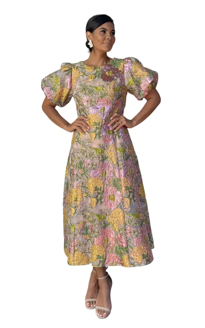 Elliatt Darlene Midi Dress Metallic Floral Size L / AU 12 photo 9