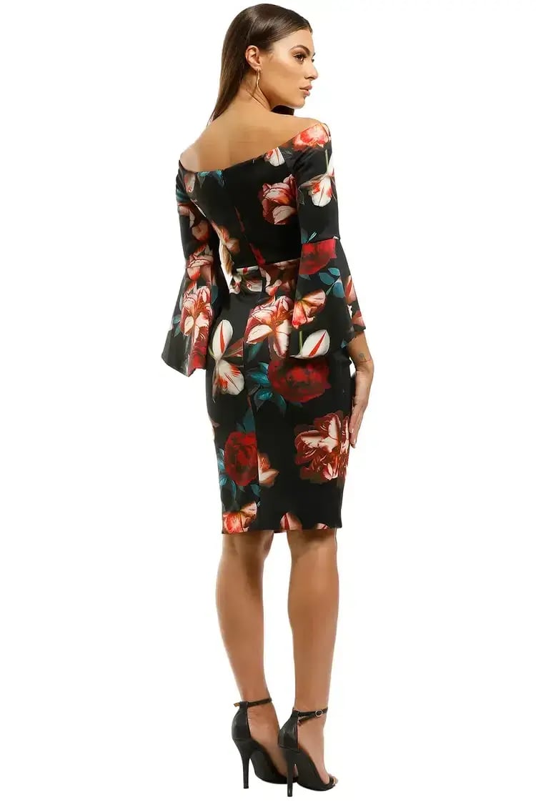 Montique Petra Printed Scuba Dress in Black Floral Size 18 photo 3
