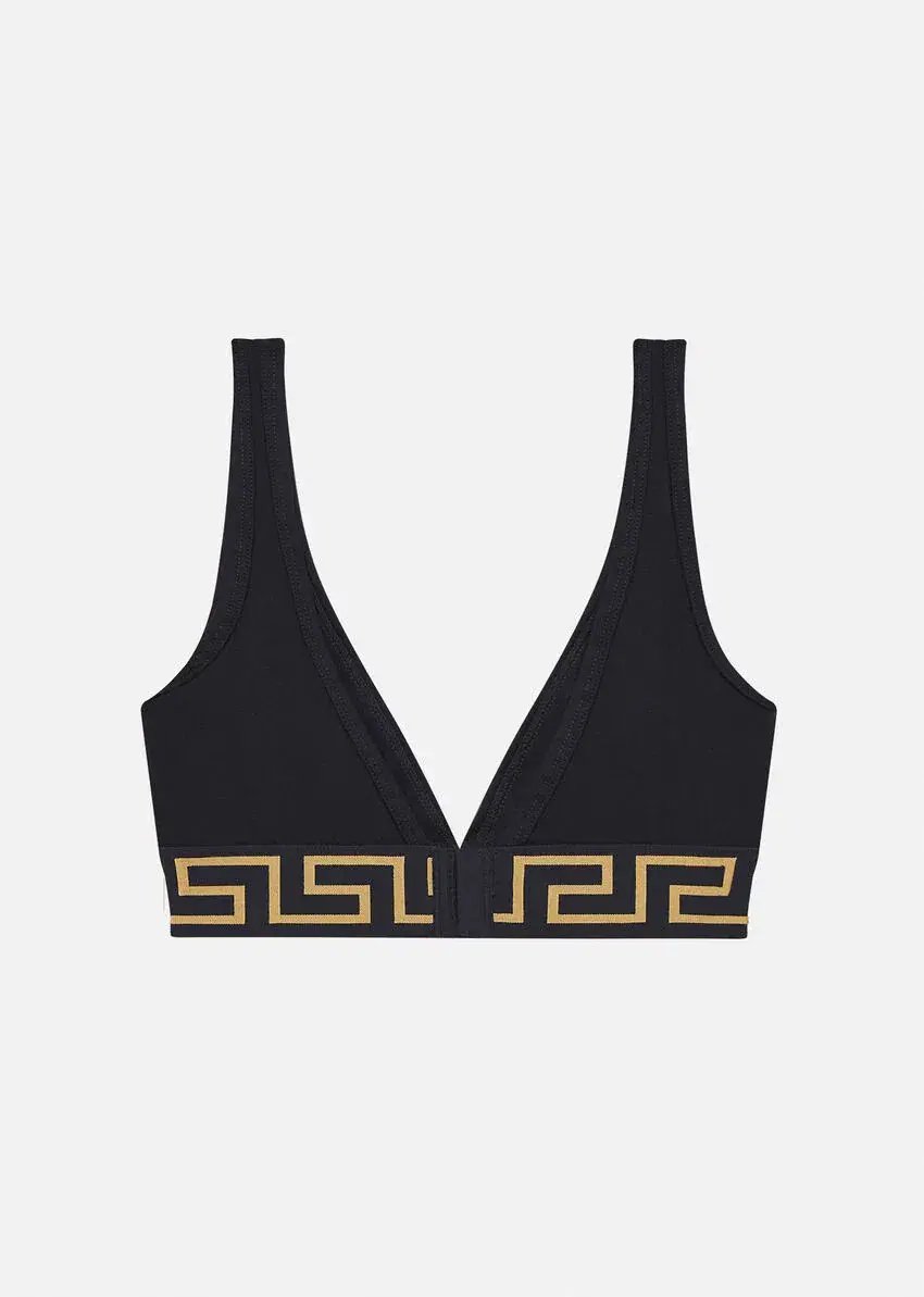 Versace Greca Border Bralette Black Size 1/AU 10 photo 4