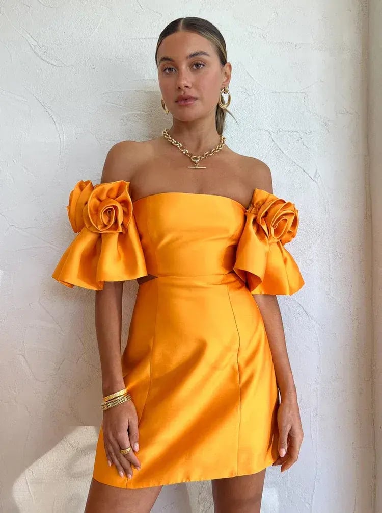 Alemais Macie Rosette Mini Dress Orange Size 10 photo 3