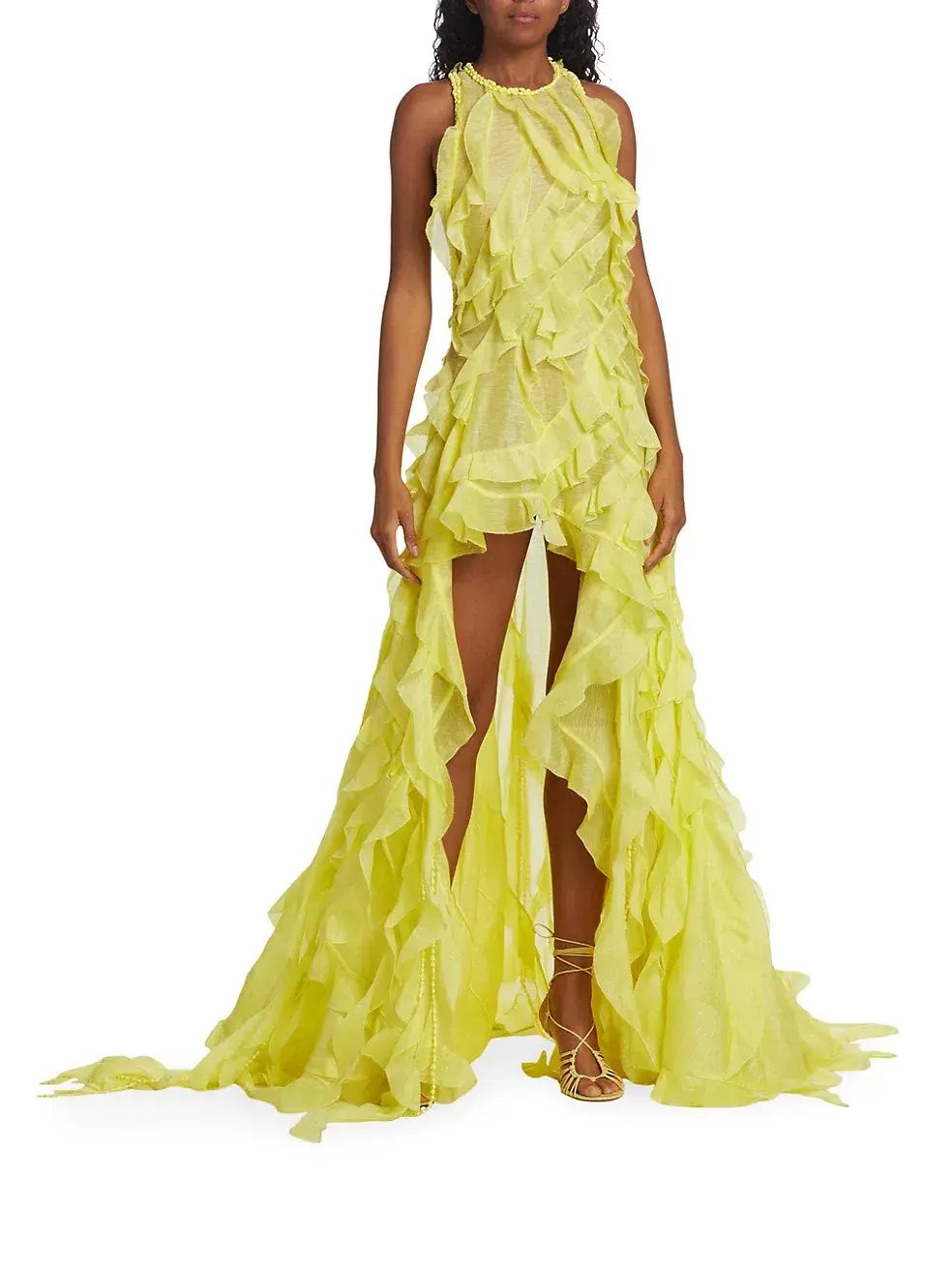 Zimmermann Wonderland Sleeveless Ruffle Gown Lemon Size 1/AU 10 photo 5