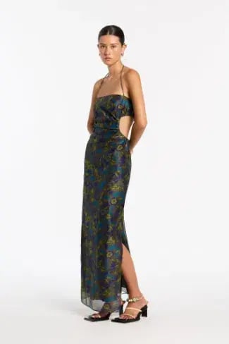 Sir The Label Valerio Tie Halter Midi Dress Print Size 1  / AU 8 photo 5