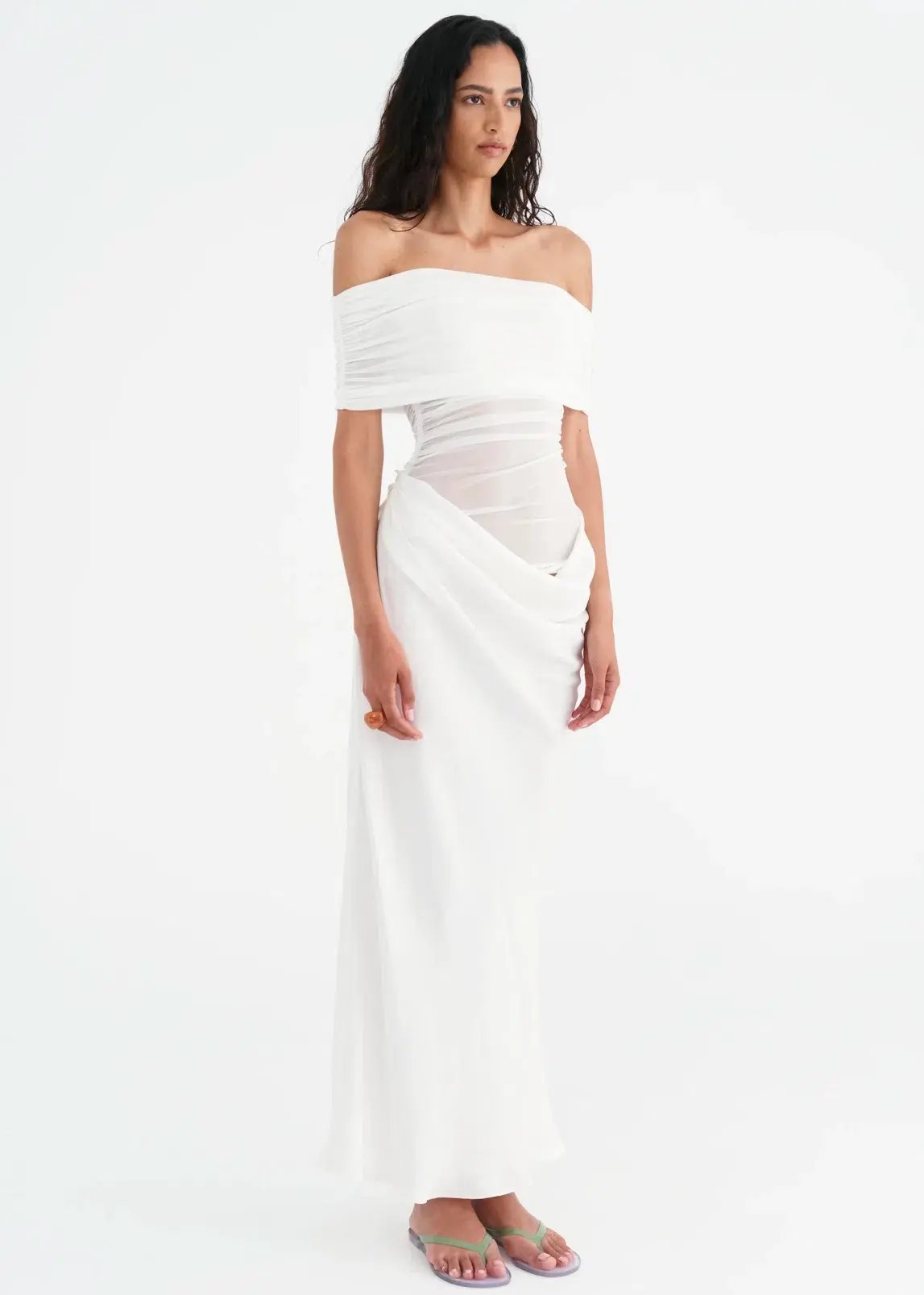 Benni Nico Dress White Off Shoulder Maxi Dress White Size 6 photo 2