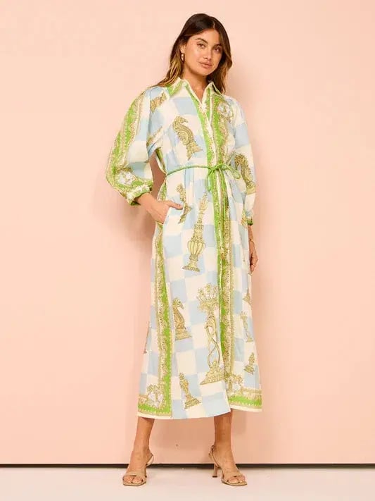 Alemais Checkmate Linen Shirtdress Multi Size 12 photo 2