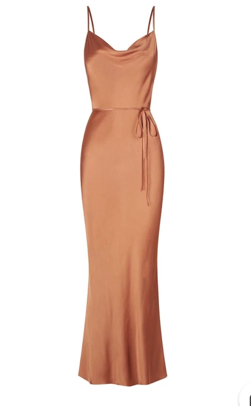 Shona Joy La Lune Bias Cowl Midi Dress Orange Size 8 photo 2