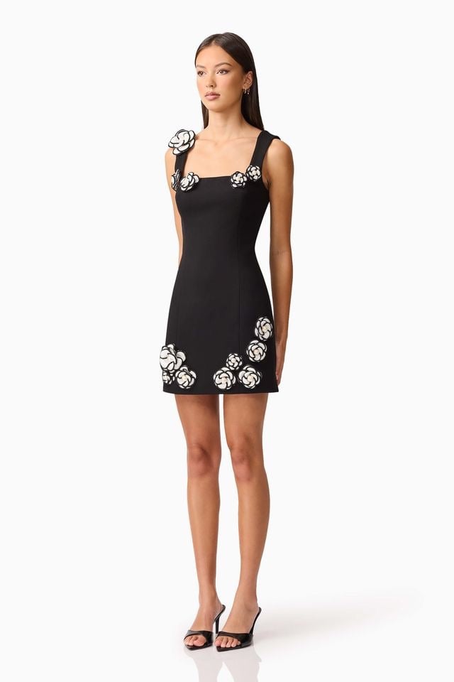 Elliatt Marina Mini Dress - Black White photo 3