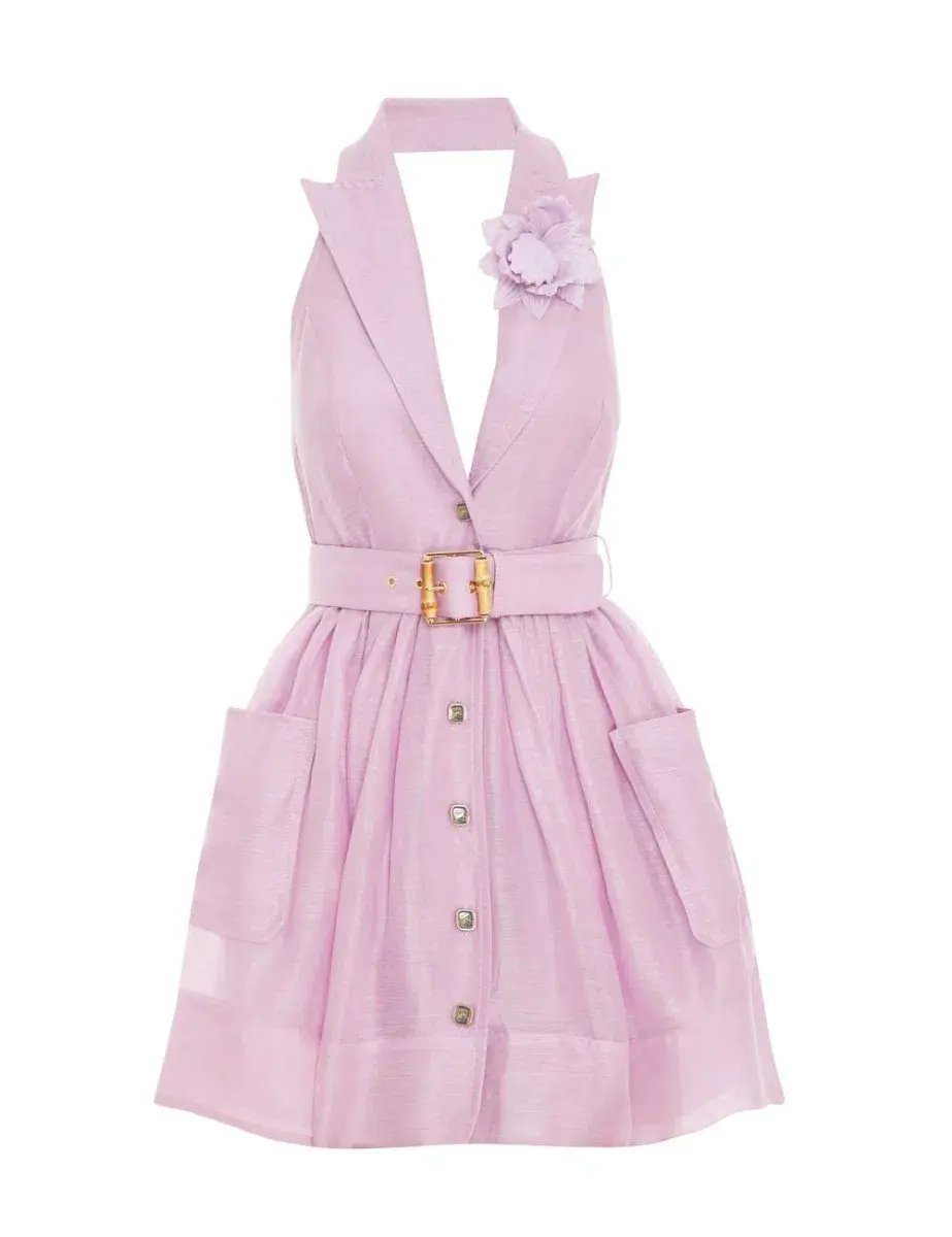 Zimmermann High Tide Tuxedo Mini Dress Lilac Size 1 / Au 10 photo 2