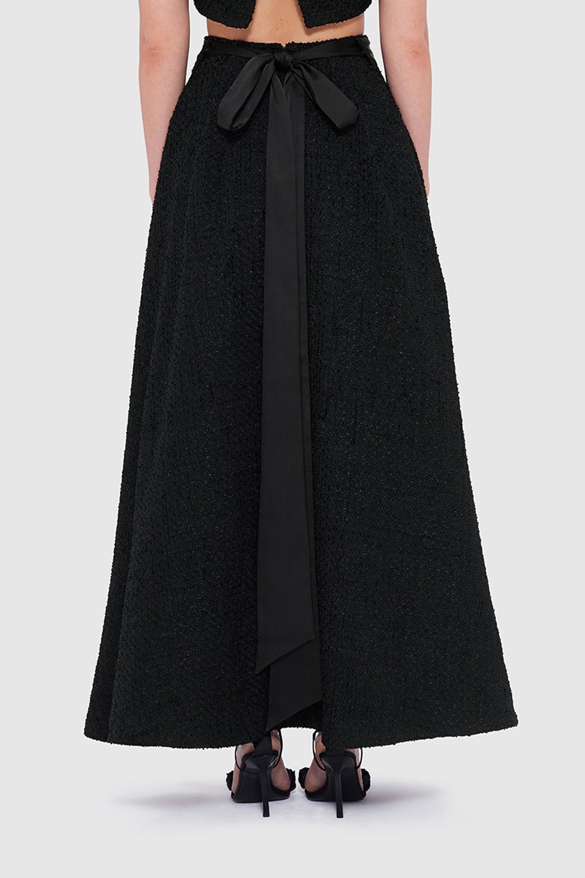 LEO LIN RAFAELA TWEED MAXI SKIRT - EBONY photo 3