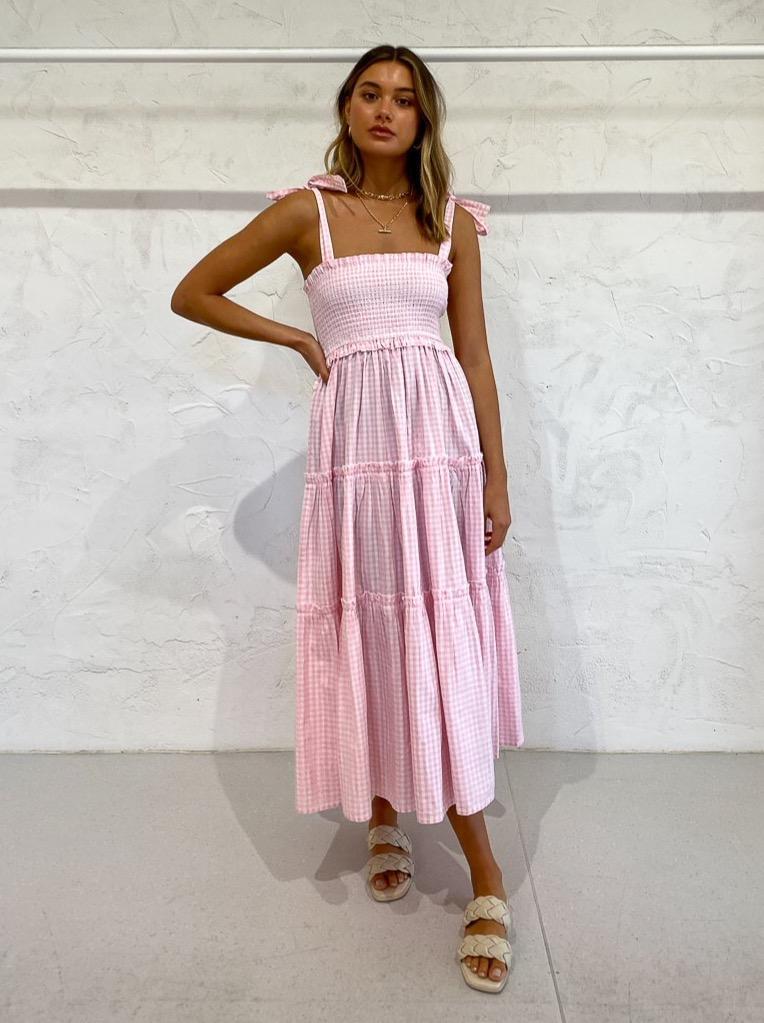 Steele Lyla Dress Blush Pink Check Size XS / AU 6 photo 6