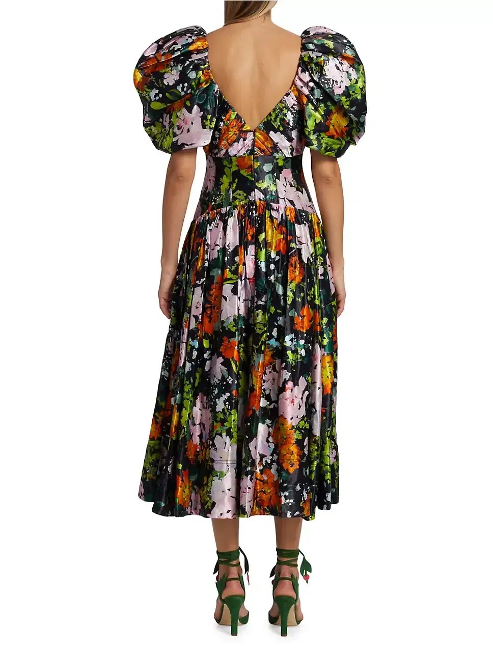 Aje Gabrielle Plunge Midi Dress Midnight Floral Size 8 photo 3