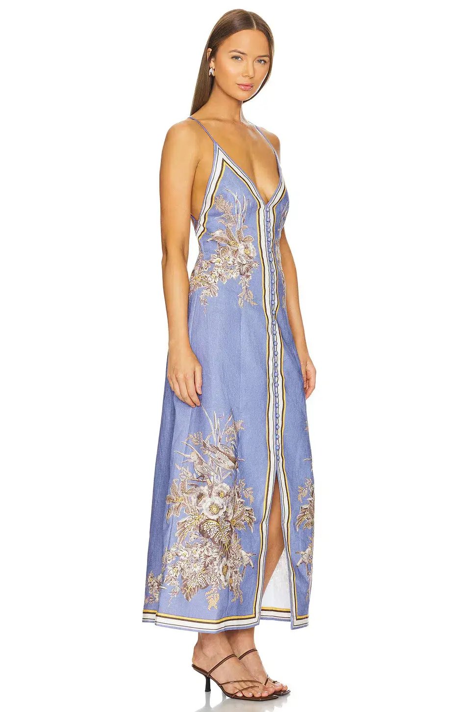 Zimmermann Ottie Slip Midi Dress Blue Floral Size OP photo 2