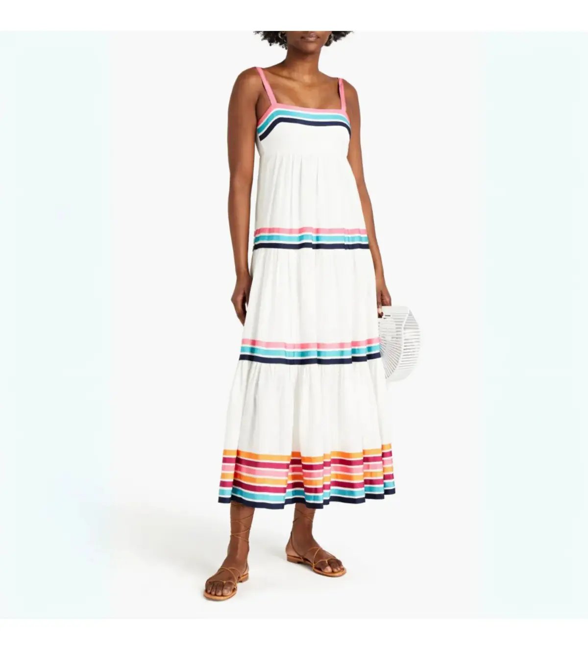 Zimmermann Lulu Ribbon Tiered Maxi Dress in Multi White Size 0/ AU 8 photo 2