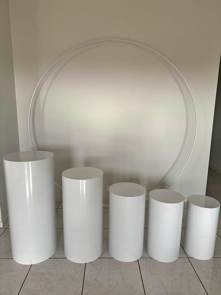 White cylinder plinths Hire only!! photo 2