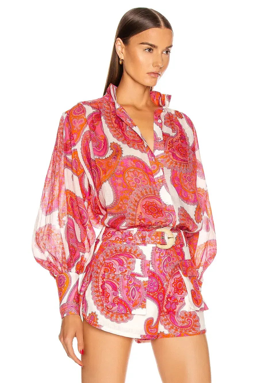 Zimmermann Safari Shorts and Top Set Peggy Paisley Magenta Size AU 12 photo 3