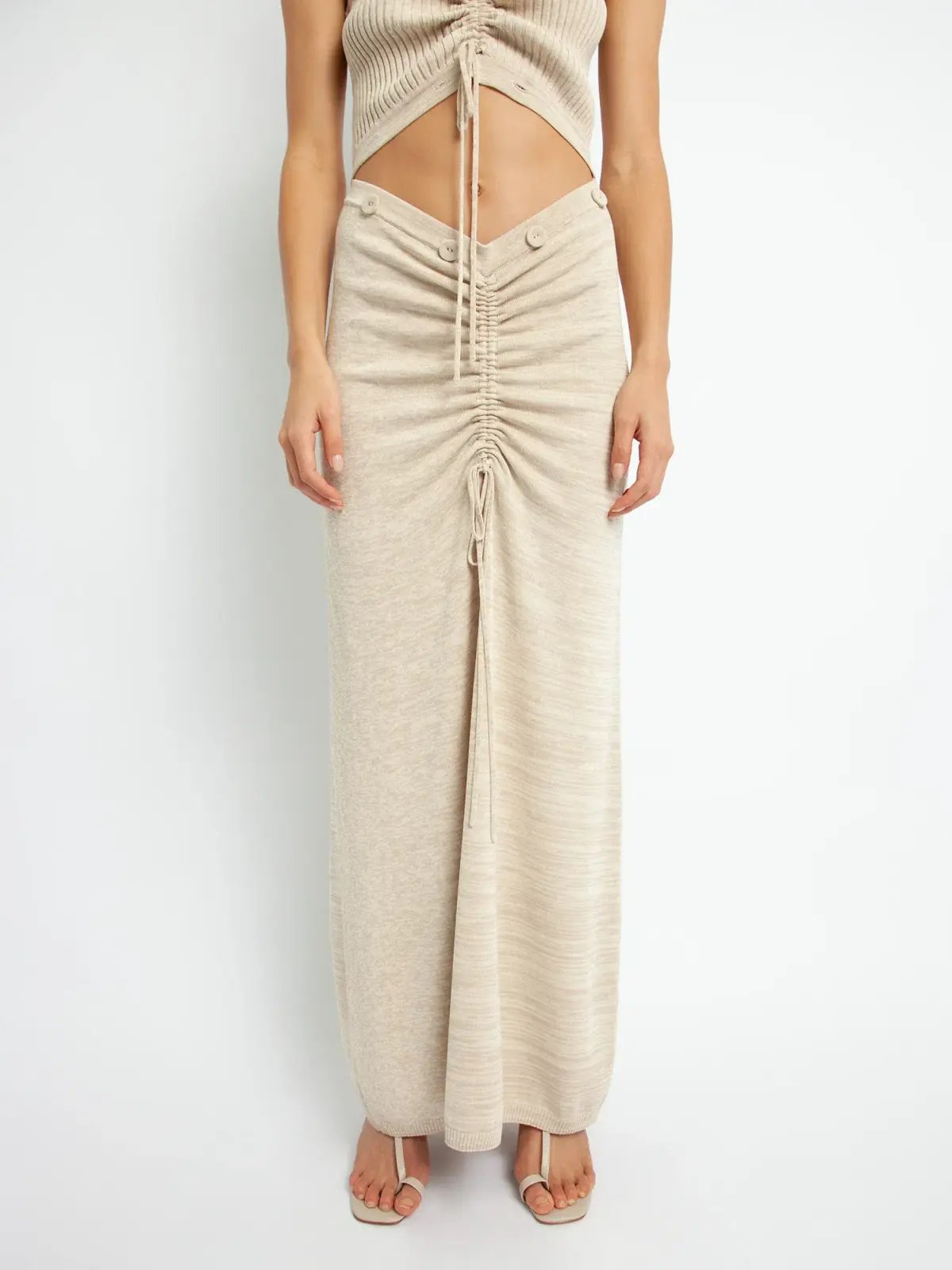 Christopher Esber Ruched Disconnect Cami Dress Beige Size 4 photo 3