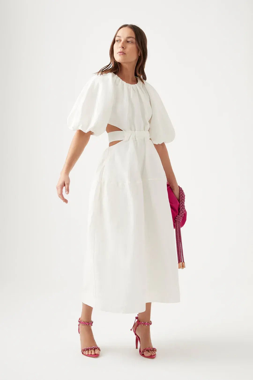 Aje Mimosa Cutout Midi Dress In Ivory Size 10 photo 2