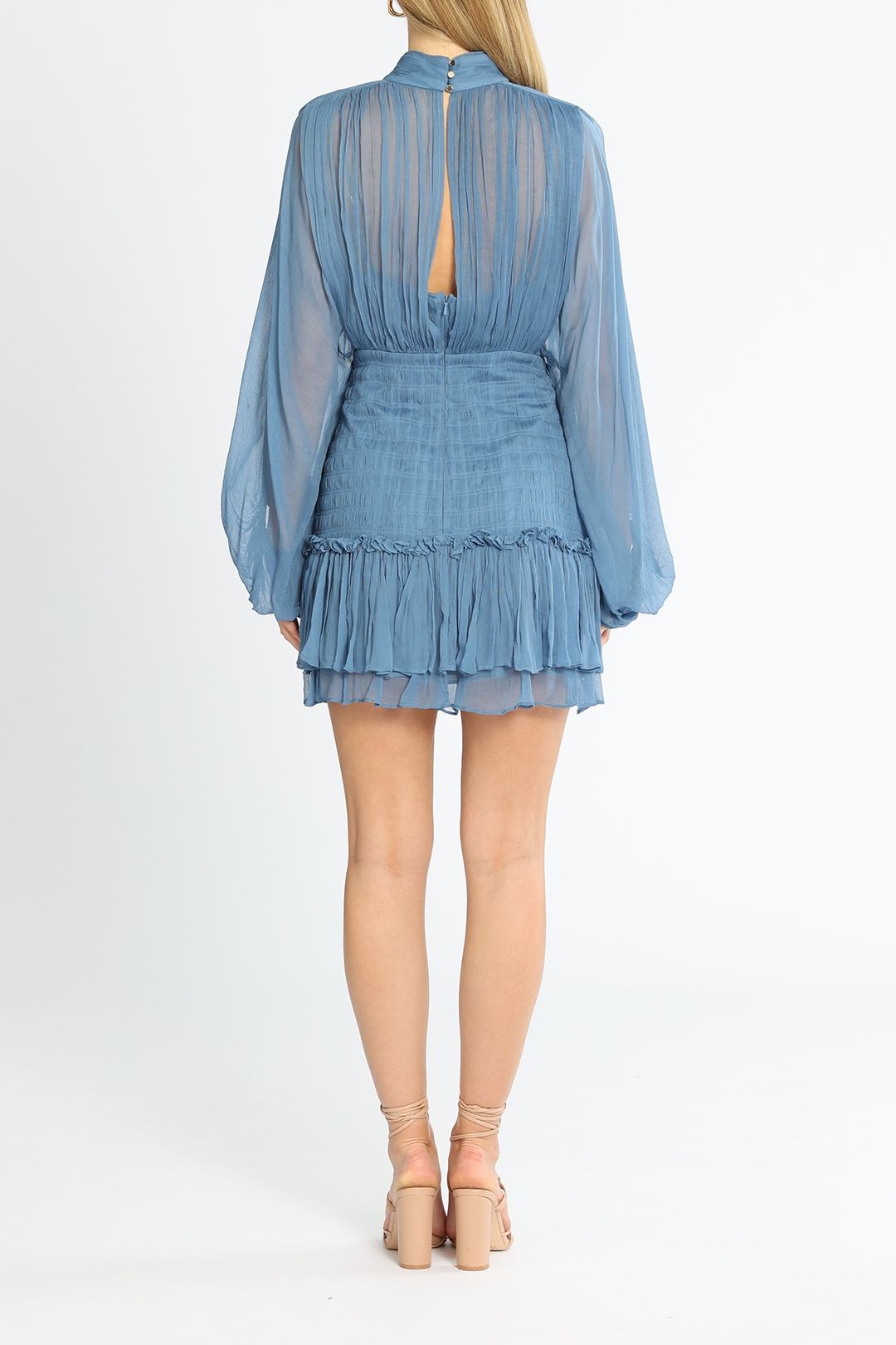 Noemi Ruched Mini Dress - Blue photo 3