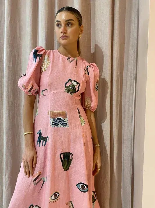 Alemais Cleo Midi Dress in Pink Size AU 12 photo 3