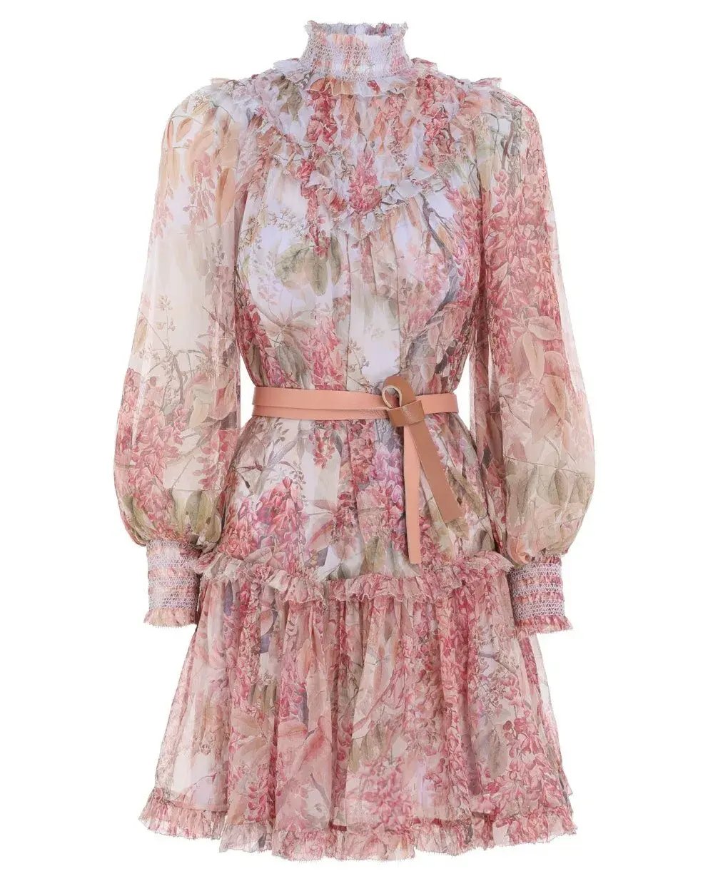 Zimmermann Botanica Smocked Yoke Mini Dress Milettia Floral Size 0P/ AU 6 photo 4