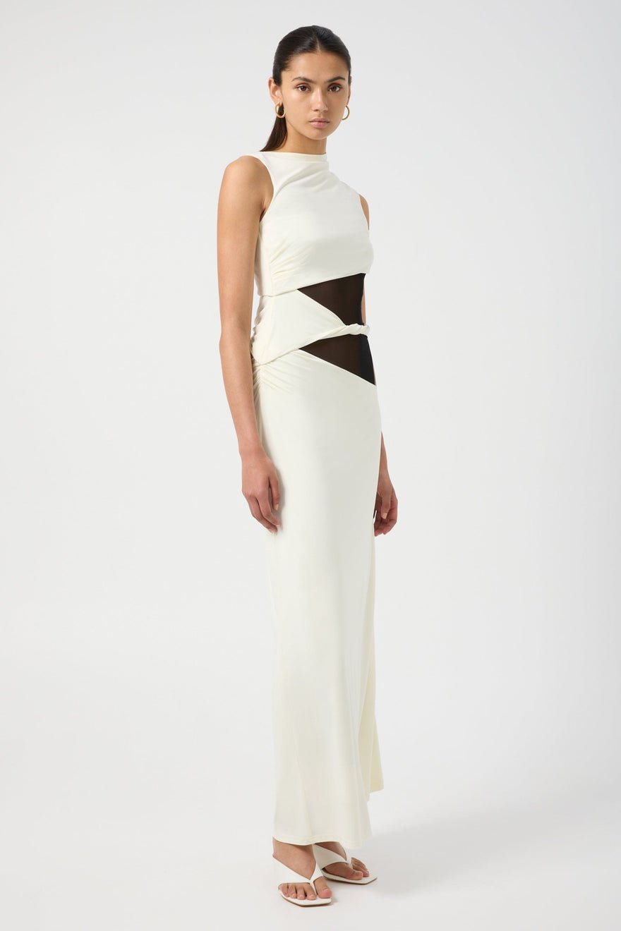 Third Form Interweave Drape Maxi Dress - Cream & Black photo 2