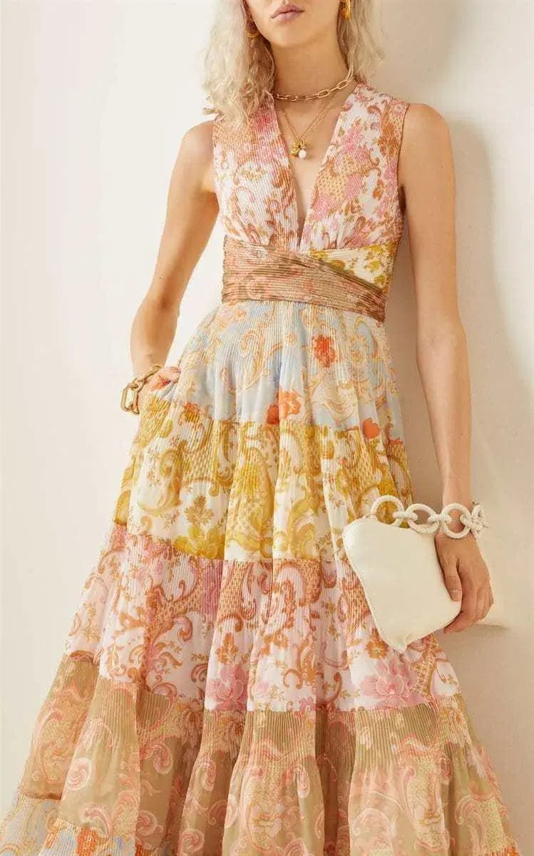 Zimmermann Postcard Pleated Midi Dress Splice Size 0 / Au 8 photo 2