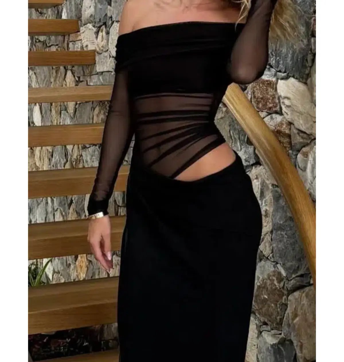 Benni Yasmin Off-Shoulder Maxi Dress Black Size AU 8 photo 5