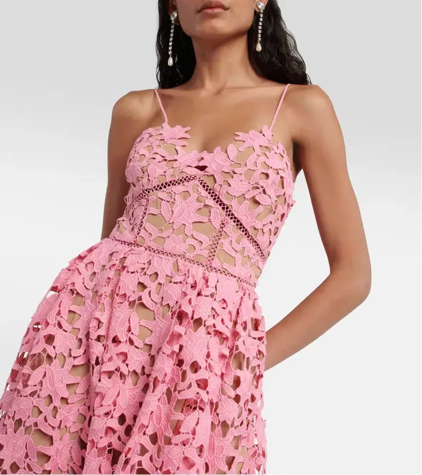 Self-Portrait Azalea Lace Midi Dress Pink Size AU 12 photo 3