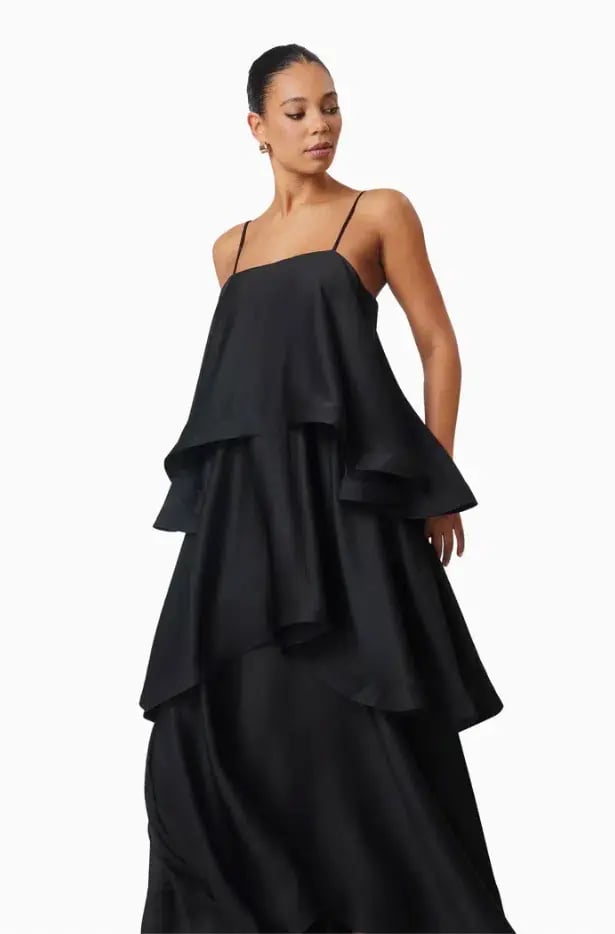 Tilly Tiered Maxi Dress in Black in XXL photo 5