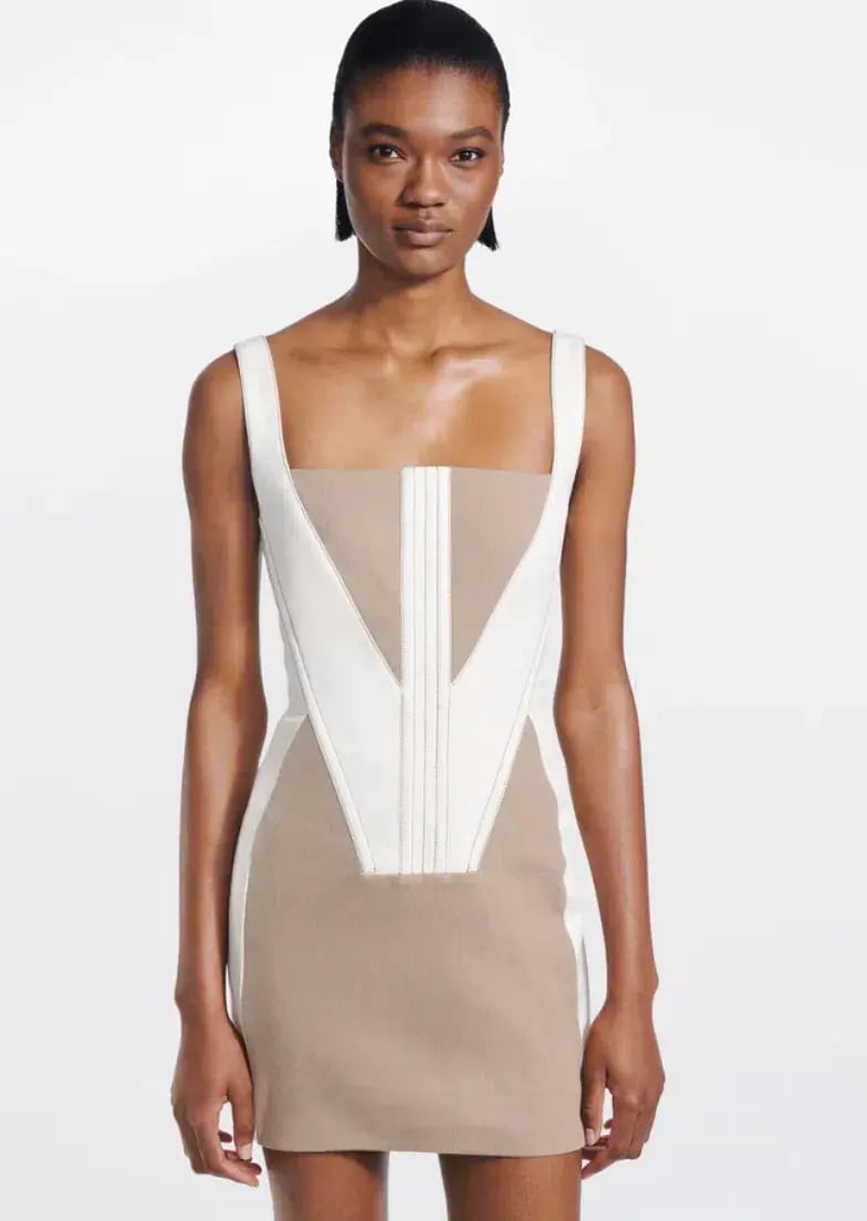 Dion Lee Fork Frame Mini Dress Canvas/Stone Size 10 photo 3