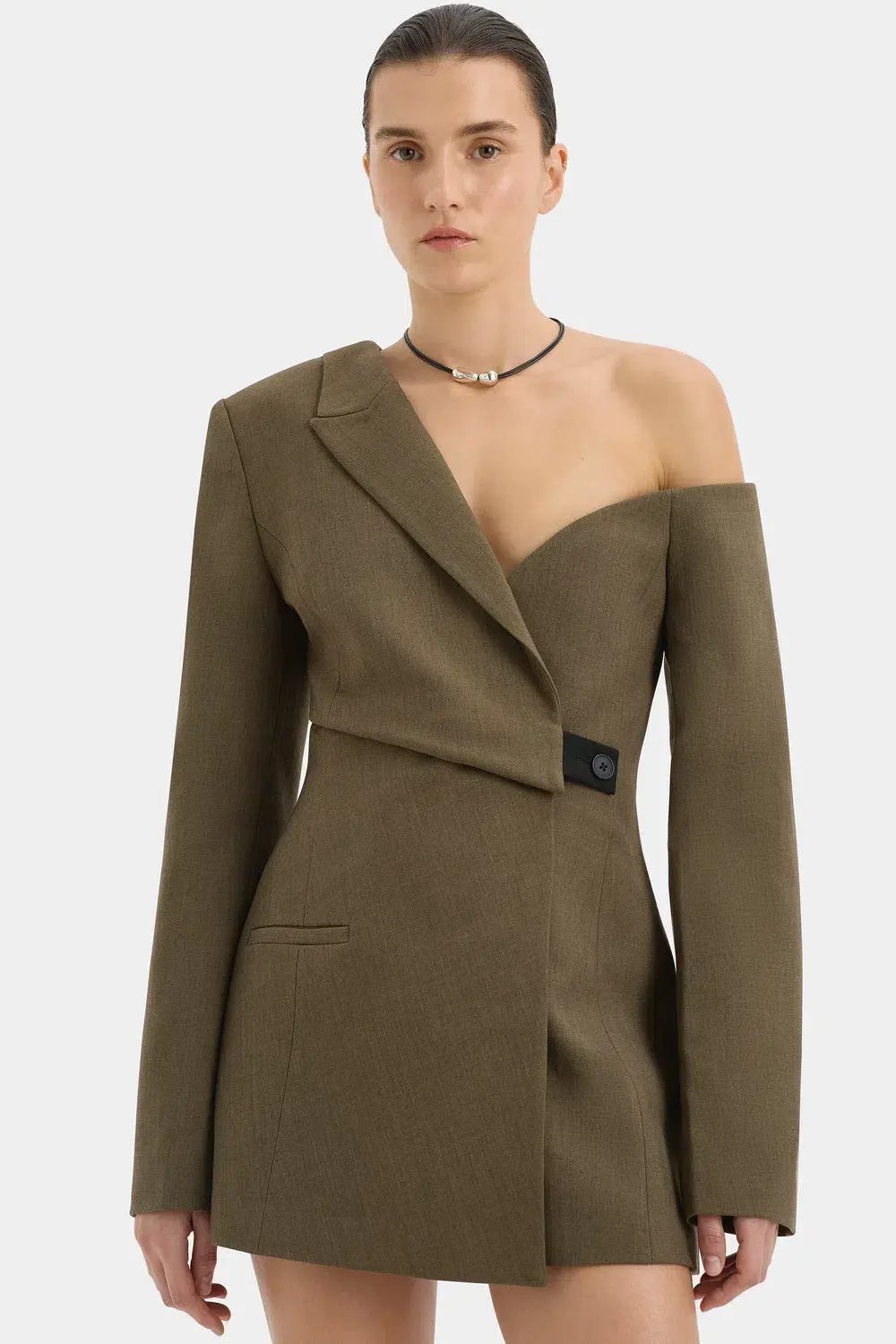 Sir The Label Sartoria Mini Dress Chocolate Marle Size 0 / AU 6 photo 5