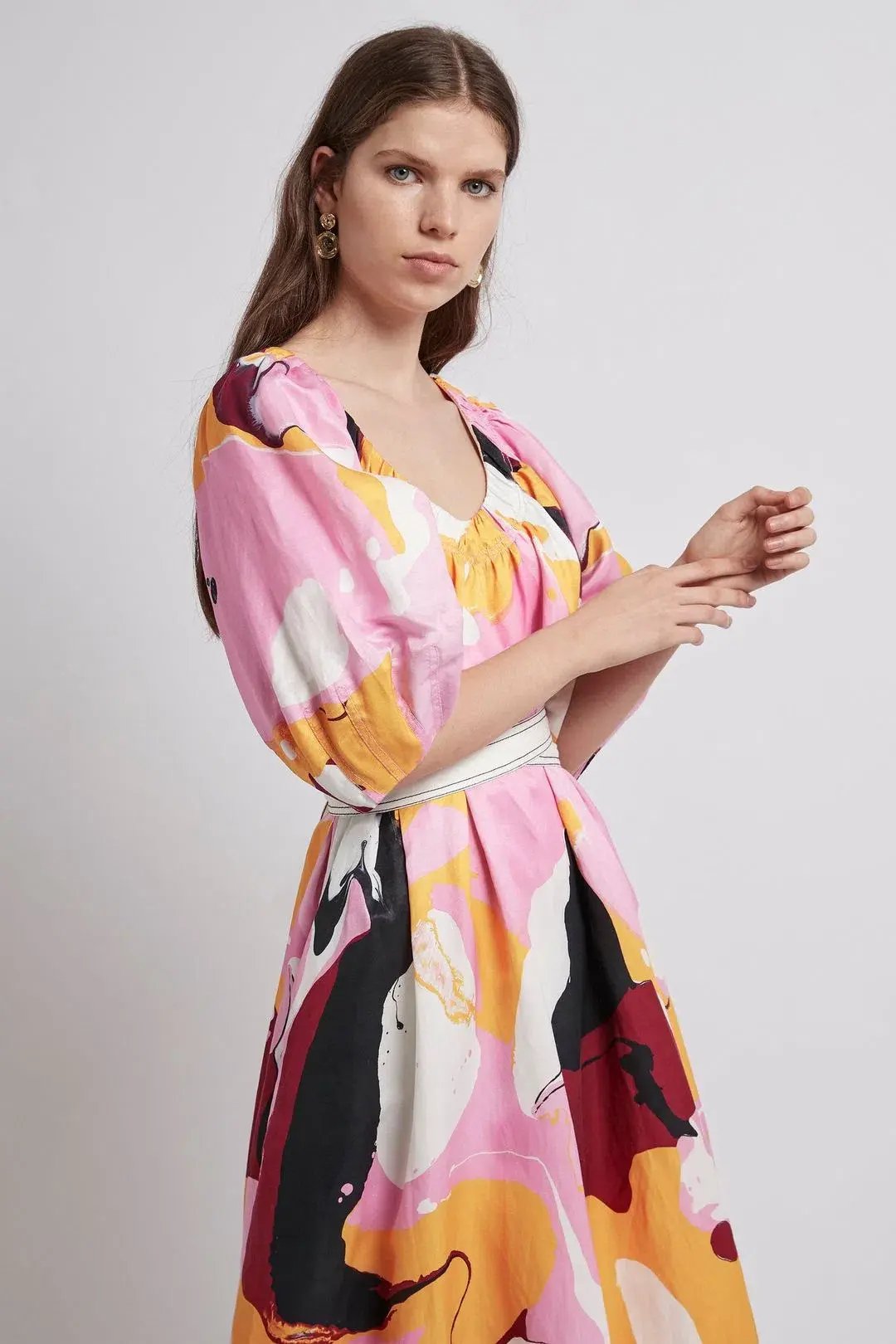 Aje Psychedelia Smock Dress Midi Dress Print Size 6 photo 3