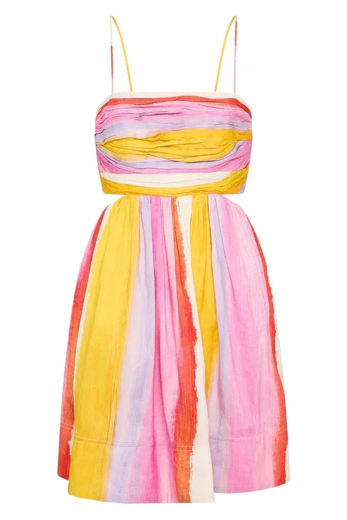 Aje Aurora Stripe Liza Ruched Baby Doll Mini Dress Cut Out Multi-colored Size AU 12 photo 6
