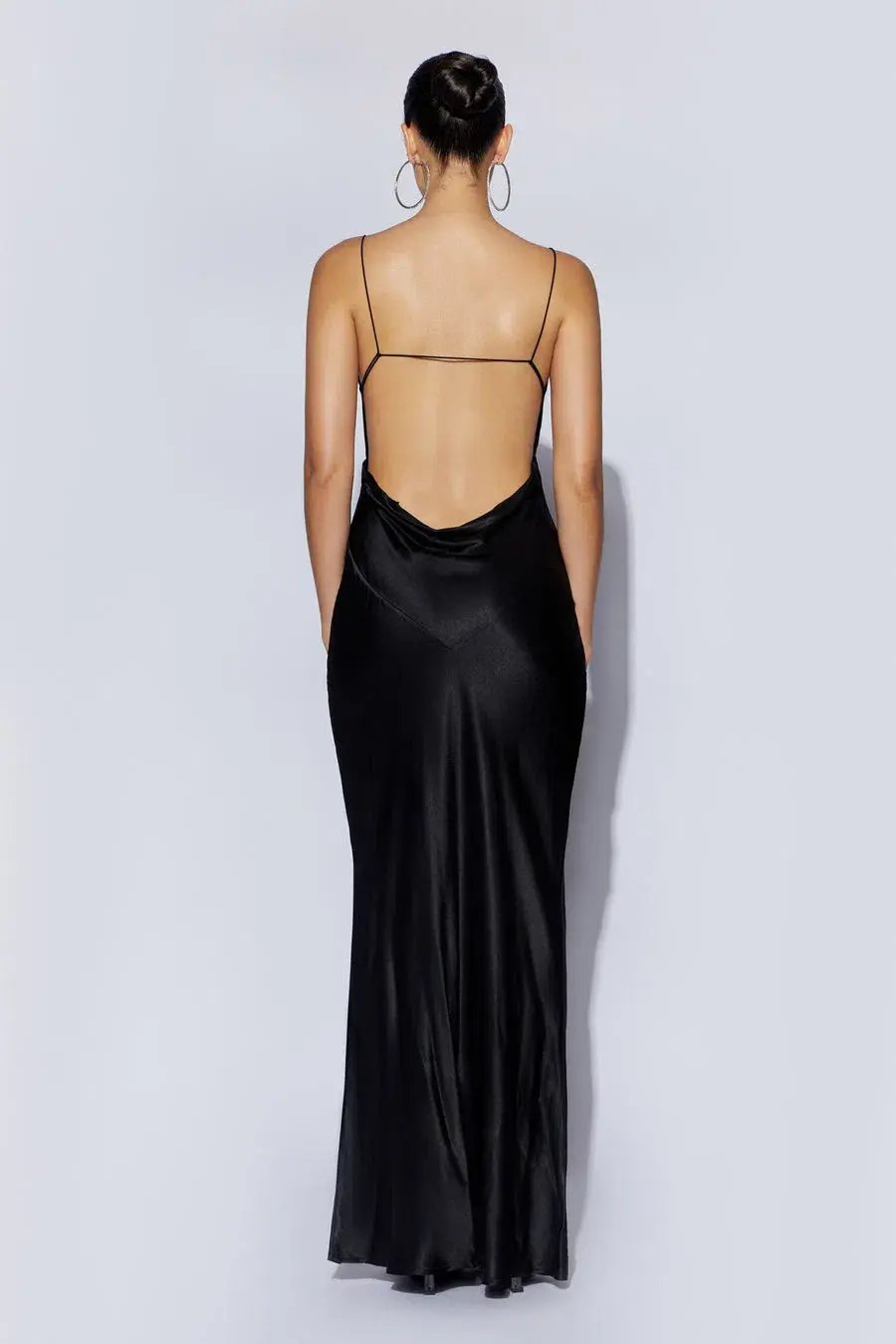 Meshki Sadie Maxi Satin Halter Ruched Slip Dress in Black Size XXS / Au 4 photo 3