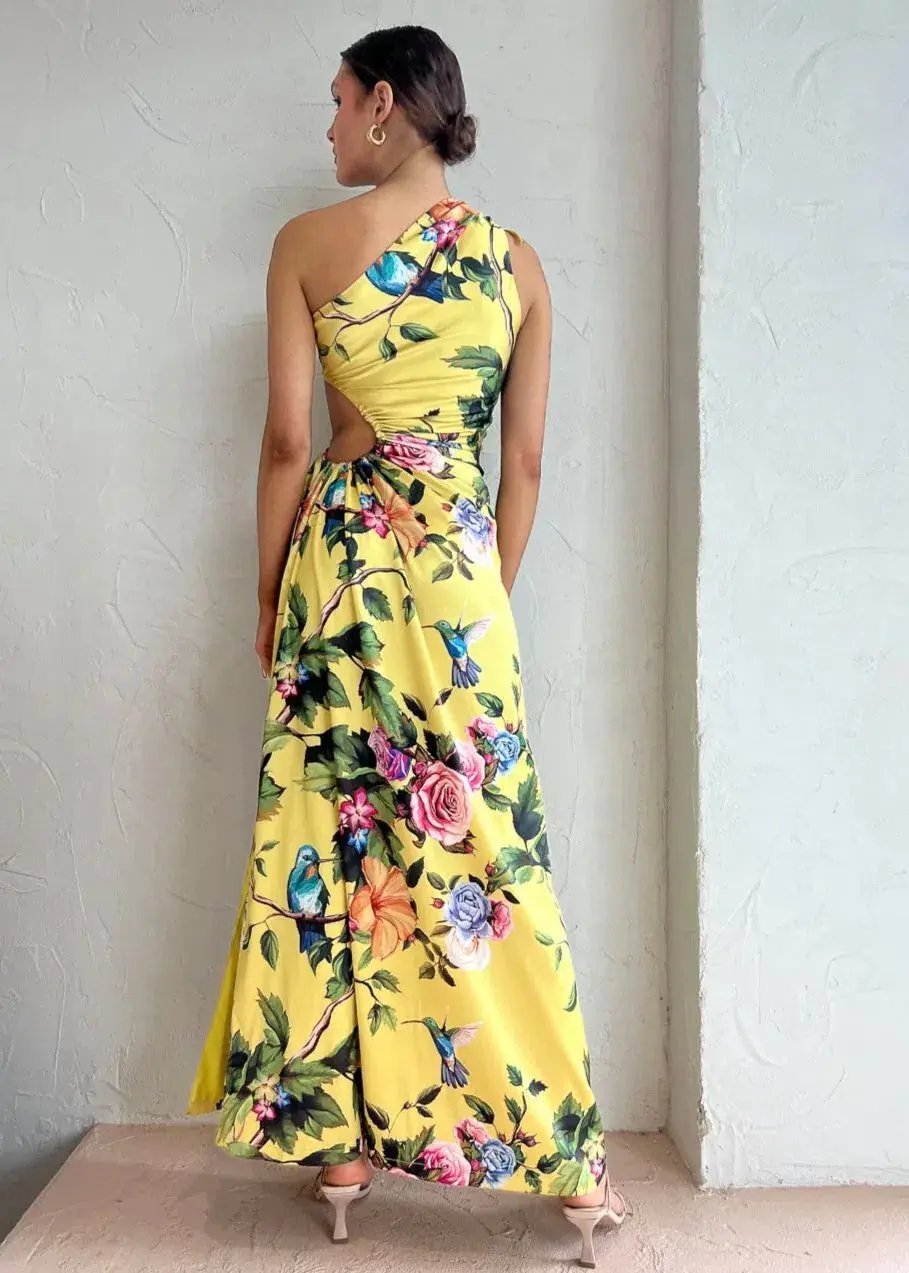 Sonya Moda Nour Royal Botanica Maxi Dress Yellow Floral Size 6 photo 2