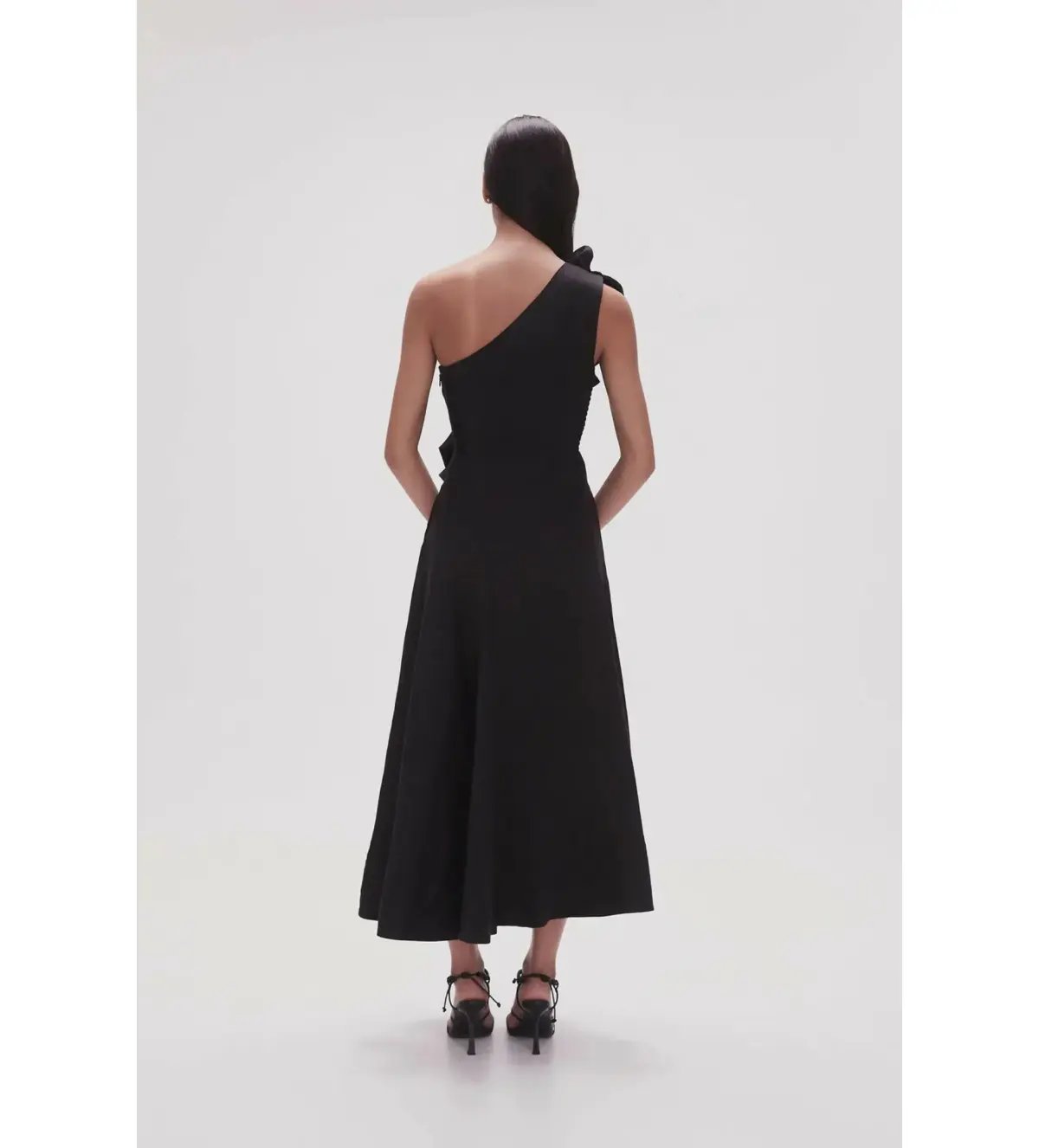Aje Adelia Ruffle Midi Dress Black Size S/AU 8 photo 4
