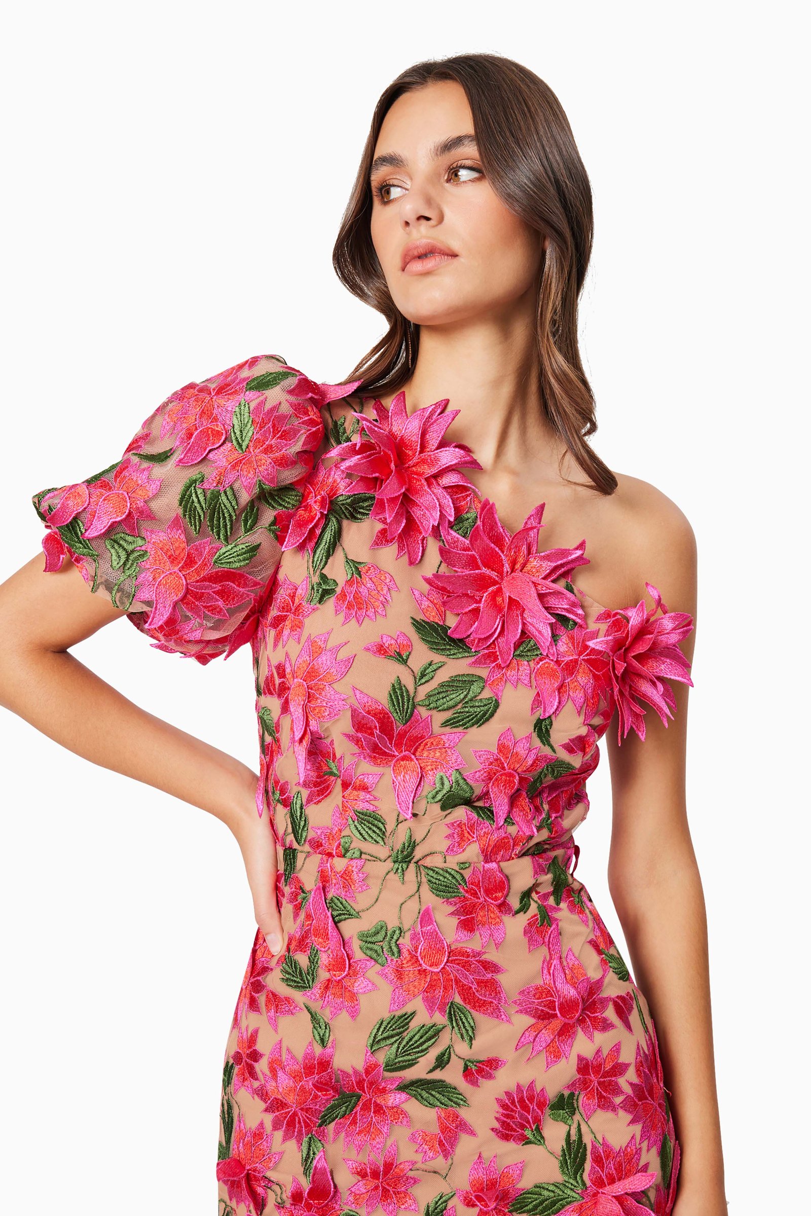 ELLIATT VALENTINA ONE SHOULDER DRESS - PINK MULTI photo 6