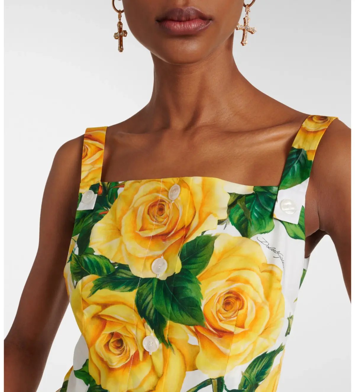 Dolce&Gabbana Rose Print Cotton Poplin Midi Dress AU 10 photo 4