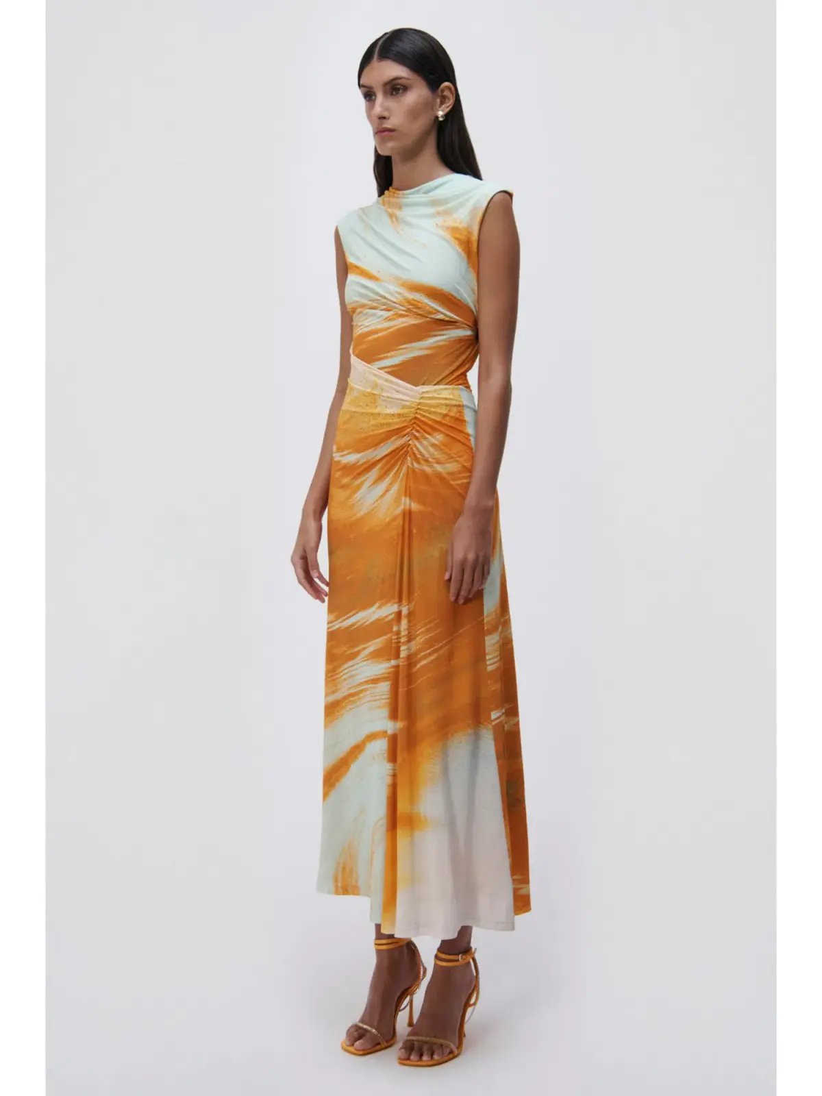 Jonathan Simkhai Acacia Marble Print Maxi Dress Multi Size AU 10 photo 4