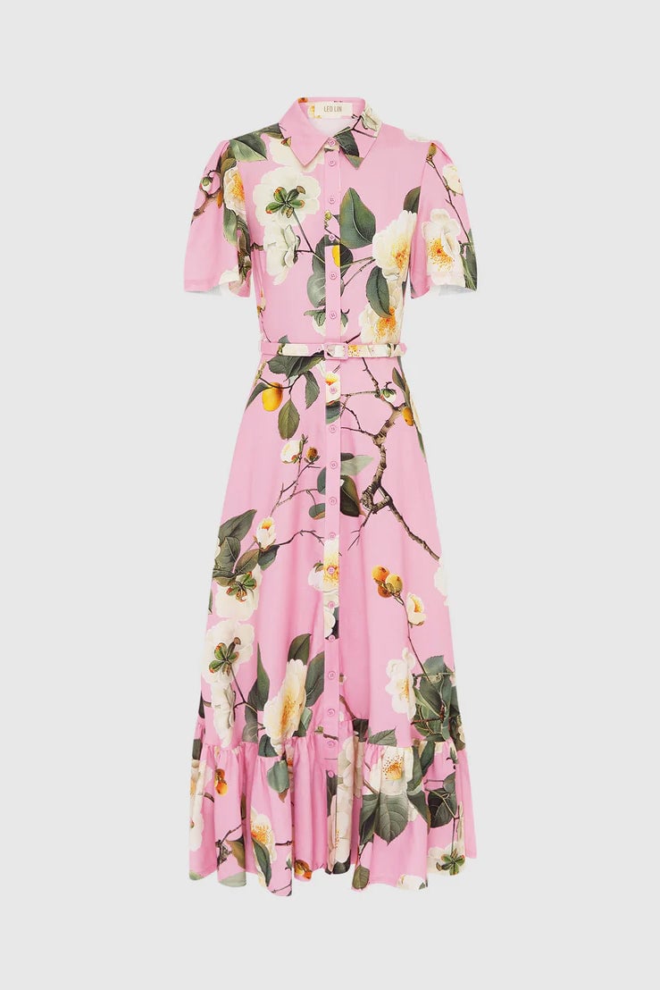 Leo Lin Becca Short Sleeve Midi Dress - Camelia Print photo 2