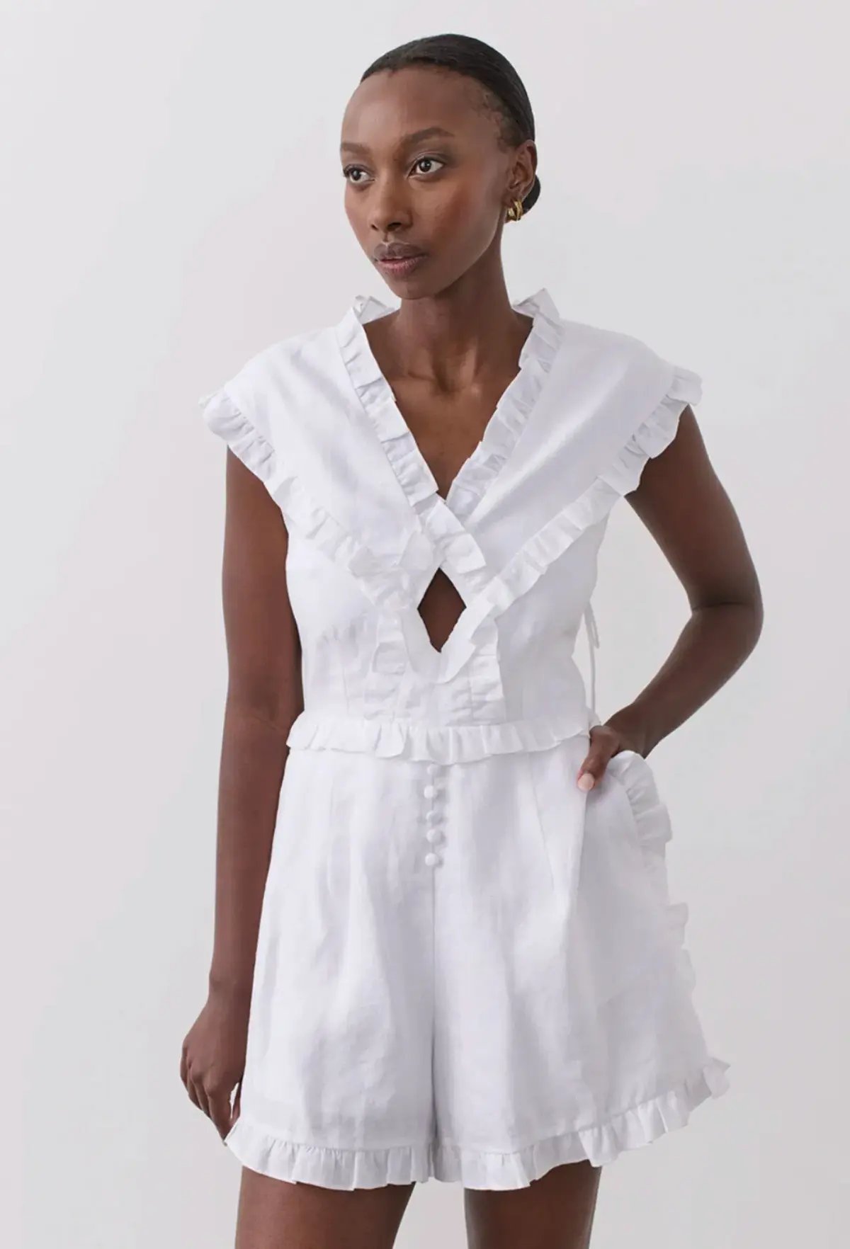 Joslin Kayla Linen Playsuit White photo 4