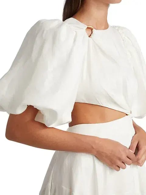 Aje Vanades Cut Out Ring Midi Dress in Ivory Size 8 photo 2