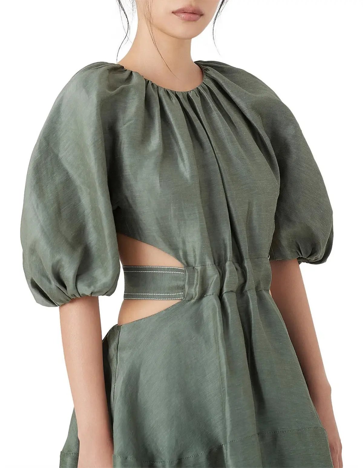 Aje Mimosa Cutout Midi Dress Green Size 10 photo 4
