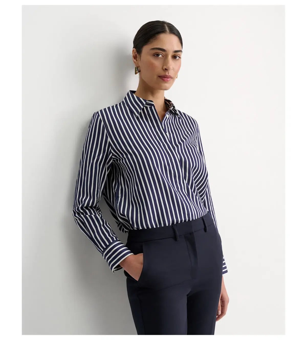 Sportscraft Hannah Cotton Silk Shirt Stripe Size AU 10 photo 2