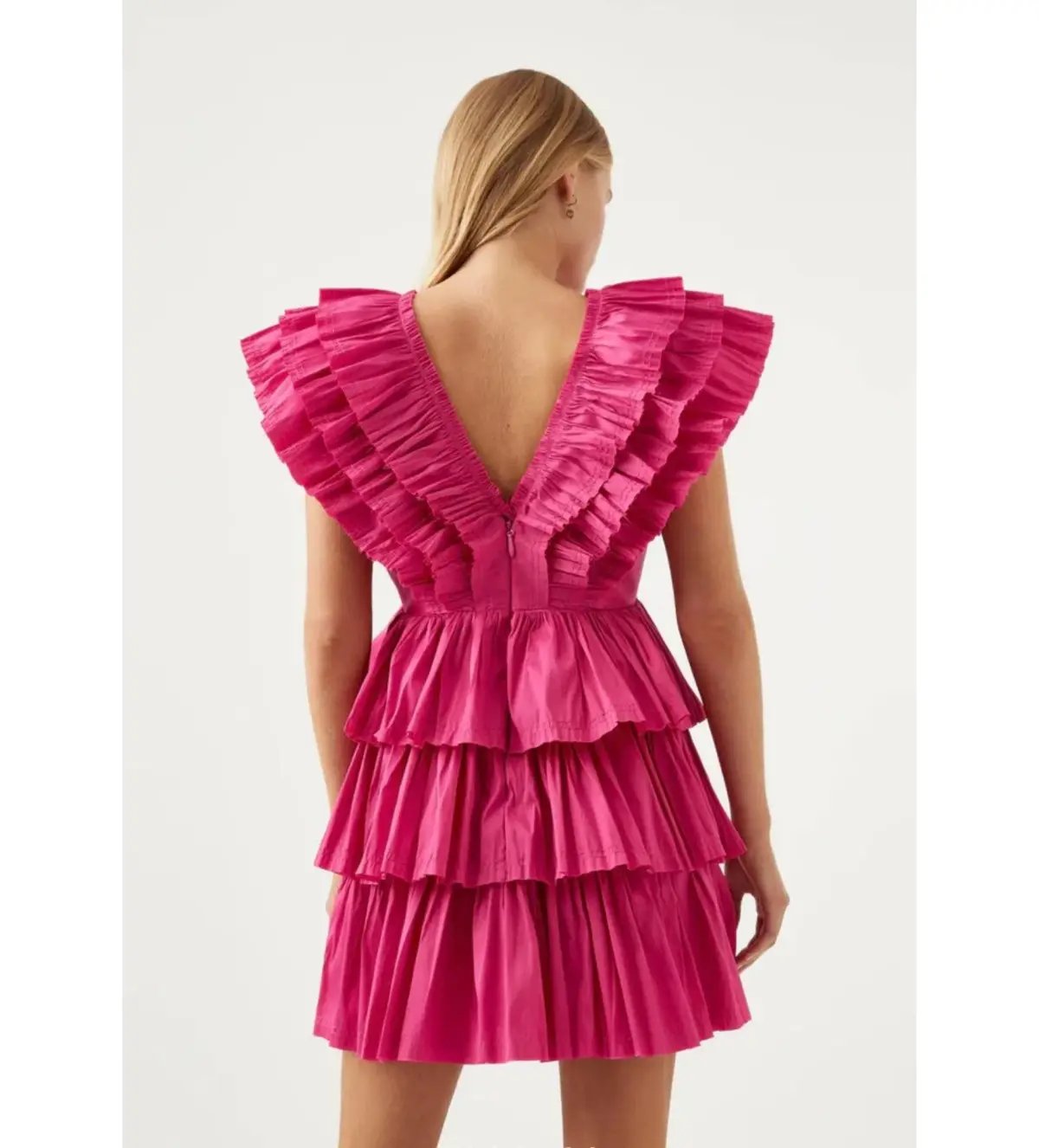 Aje Rhythmic Frilled Mini Dress Fuchsia Size 10 photo 4
