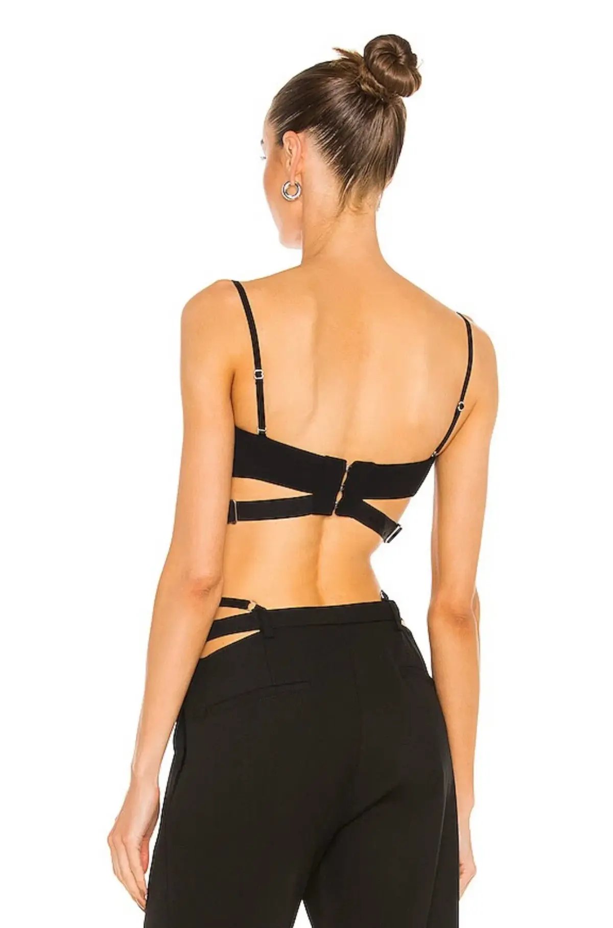 Dion Lee Lace Trimmed Cut Out Bralette Black Size 8 photo 3