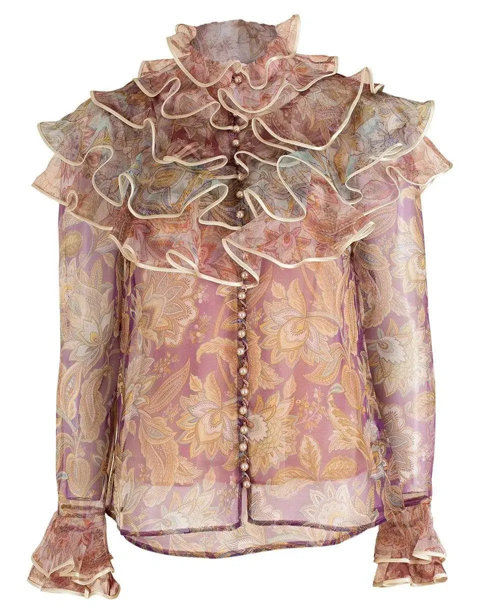 Zimmermann Lucky Tiered Blouse & Skirt Set Spliced Jacobean Size 0 / AU 8 photo 2