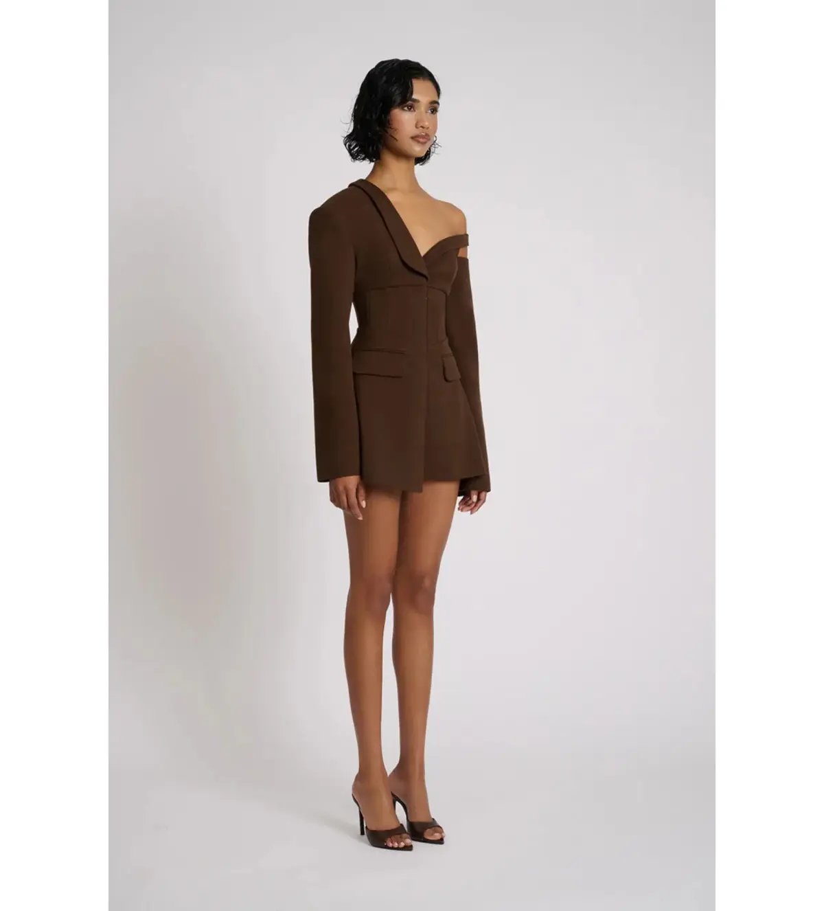 Eliya The Label Ayla Blazer Mini Dress Brown Size L AU 12 photo 2