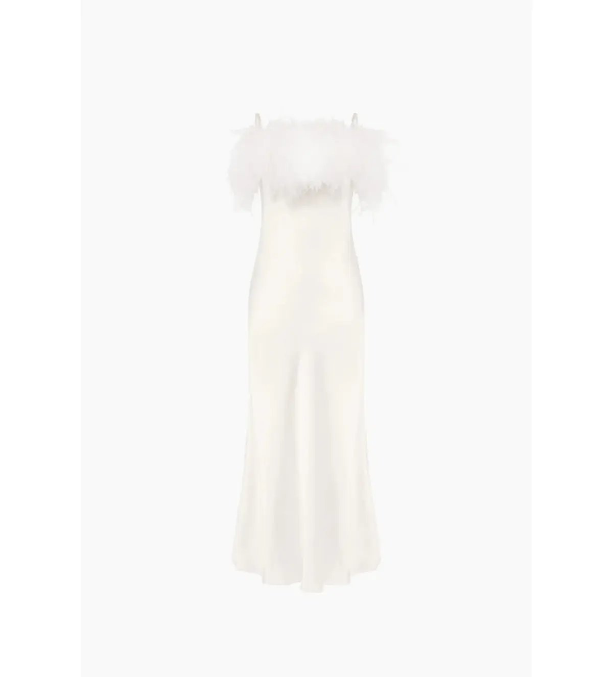 Sleeper Boheme Slip Midi Dress with Feathers in White Size 8 photo 4