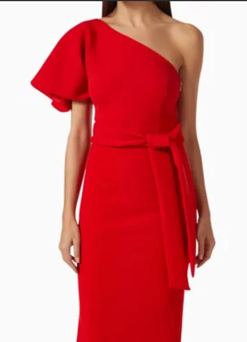 Mossman Release Me Midi Dress -  AU 12 - Red One Shoulder - New with Tags photo 2
